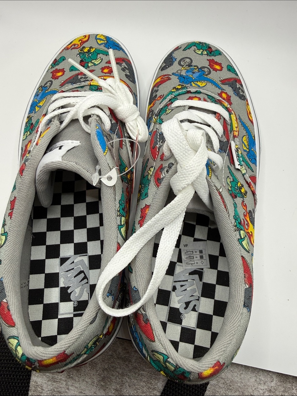 Vans Grey Canvas Sneakers with Colorful Dino Print - Picture 6 of 7